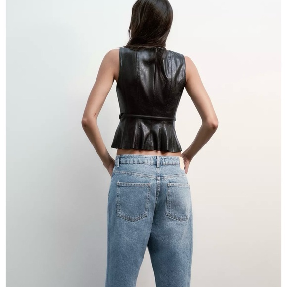 NWT ZARA FAUX LEATHER BELTED TOP - Picture 13 of 13